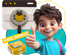 Тестирование & Vibe Debug. Охотники за багами - КИБЕРшкола программирования для детей, компьютерные курсы для школьников, начинающих и подростков - KIBERone г. Клин